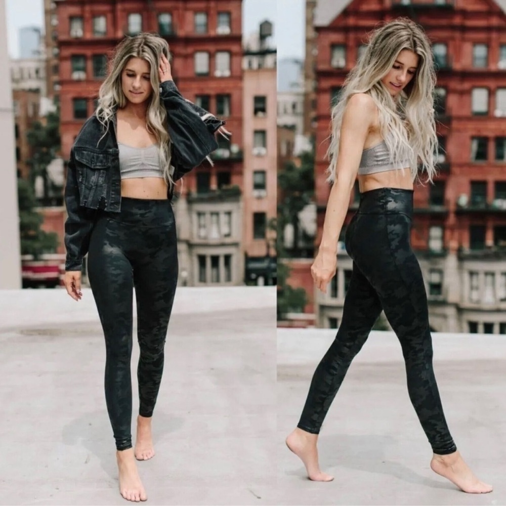 Spanx black camo matte leggings